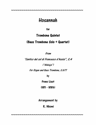Book cover for Hosannah for Trombone Quintet