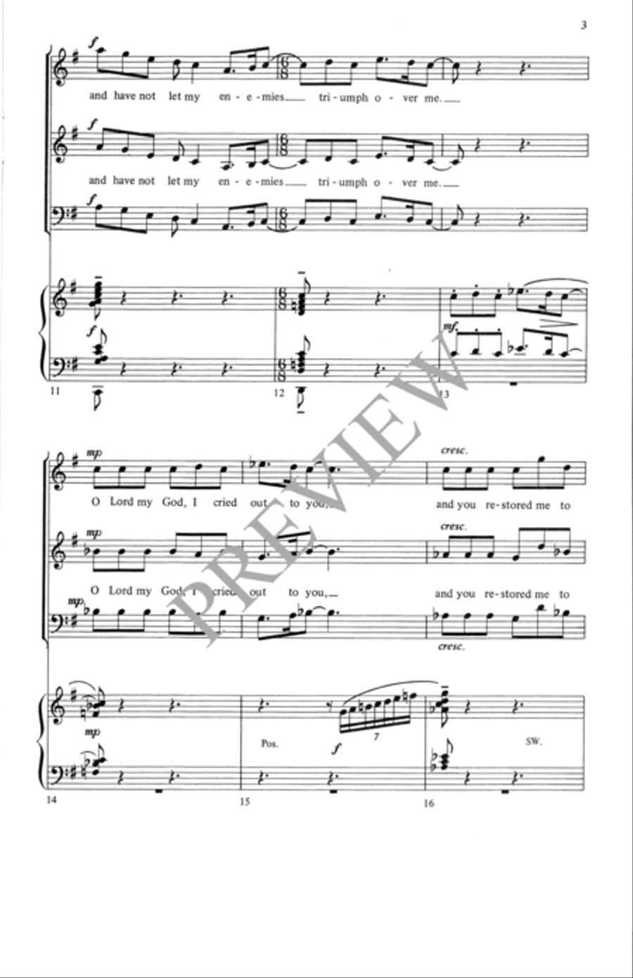 I Will Exalt You, O Lord I Will Exalt You, O Lord 4-Part scores gallery preview page 4