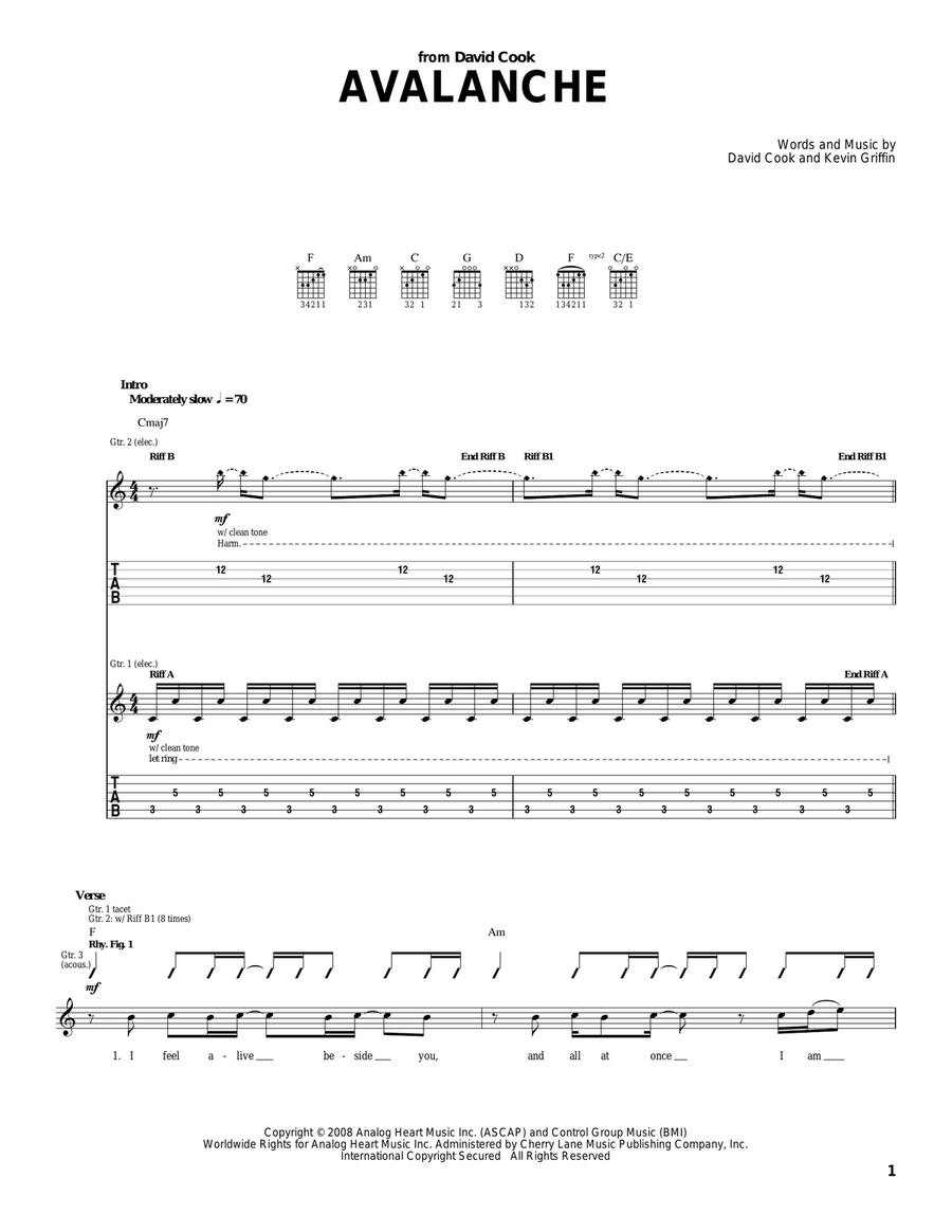 Avalanche Acoustic Guitar scores gallery preview page 1