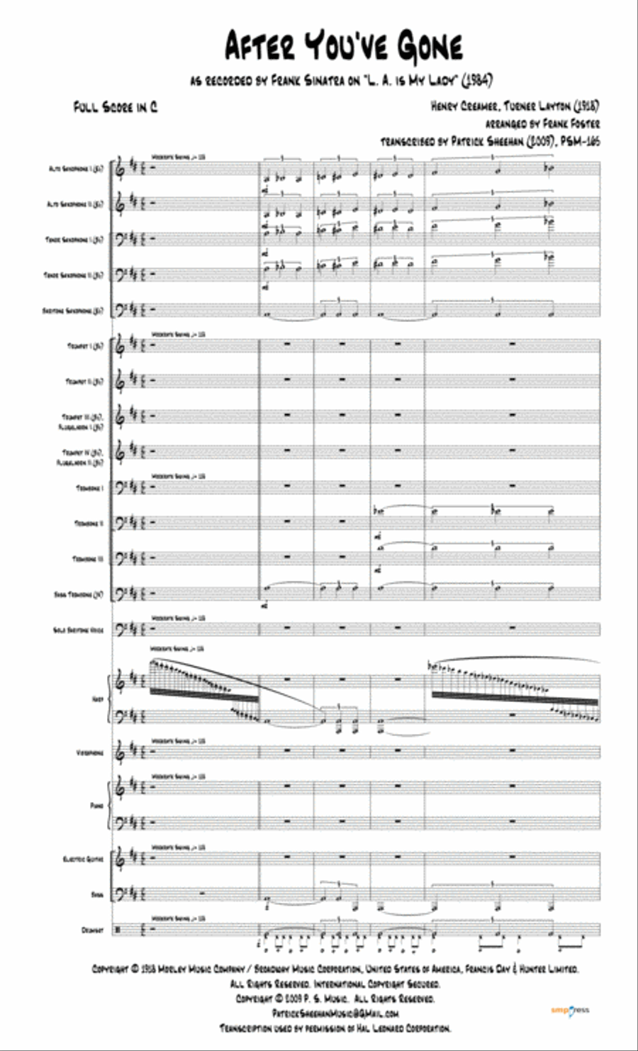 After You've Gone Jazz Ensemble scores gallery preview page 1
