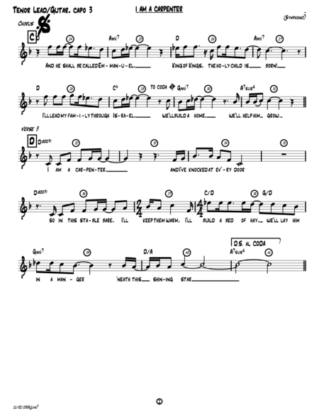 I Am a Carpenter (Joseph's Song) [Lead Sheet w/Acoustic Guitar - D, Capo 3] image number null