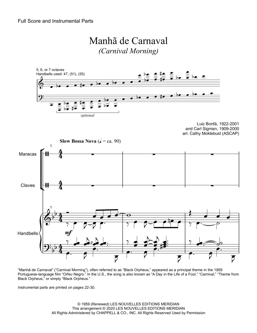 A Day In The Life Of A Fool (manha De Carnaval) Handbell Choir scores gallery preview page 1