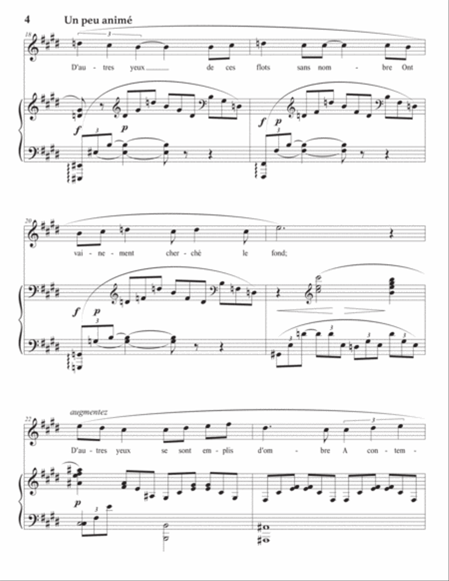 HAHN: Quand la nuit n'est pas étoilée (transposed to E major) Voice scores gallery preview page 5
