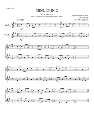 Book cover for Minuet In G (Violin Duet)