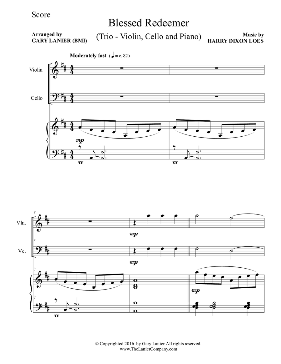 3 FAVORITE HYMNS (Trio - Violin, Cello & Piano with Score/Parts) Piano Trio scores gallery preview page 2