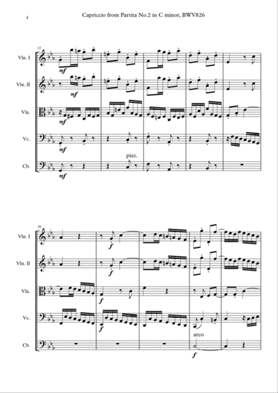 Capriccio from Partita No.2 in C minor, BWV 826 Cello scores gallery preview page 4