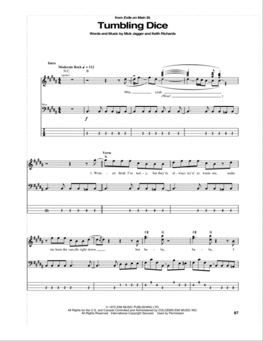 Tumbling Dice Tumbling Dice Guitar Tablature scores gallery preview page 1