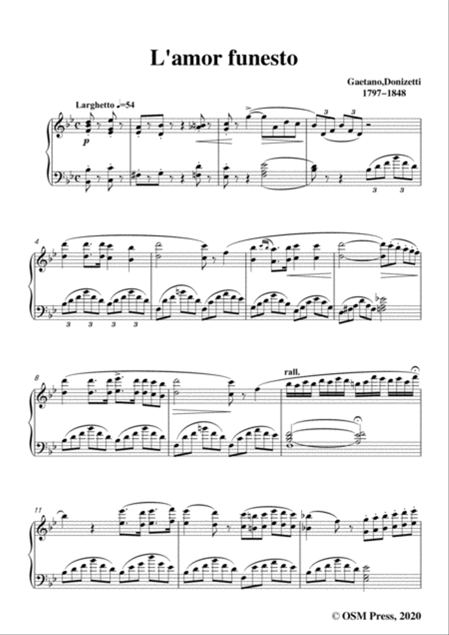 Donizetti-L'amor funesto,in B flat Major,for Voice and Piano Voice Solo scores gallery preview page 3