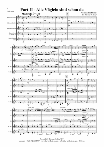 German Spring Song Collection - 5 Concert Pieces - Clarinet Quintet image number null