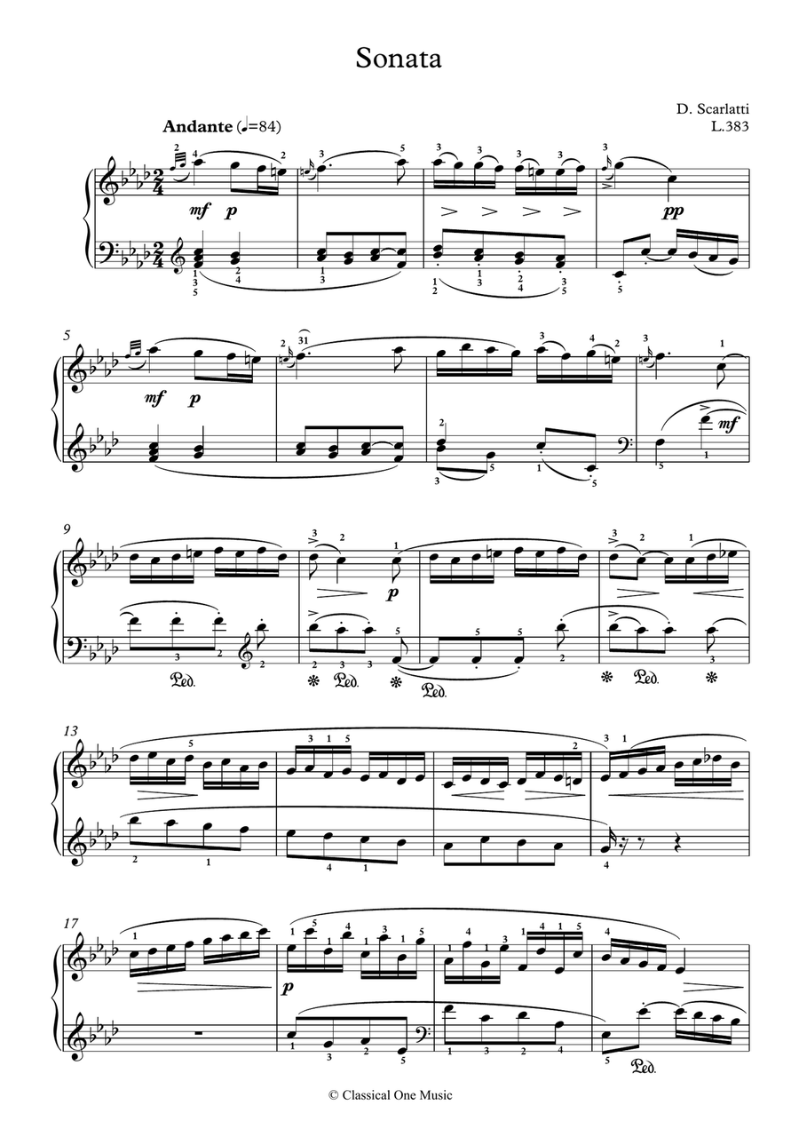 Scarlatti-Sonata in f-minor L.383 K.19(piano) Scarlatti-Sonata in f-minor L.383 K.19(piano) Piano Solo scores gallery preview page 2