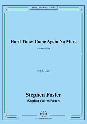Book cover for S. Foster-Hard Times Come Again No More,in D flat Major
