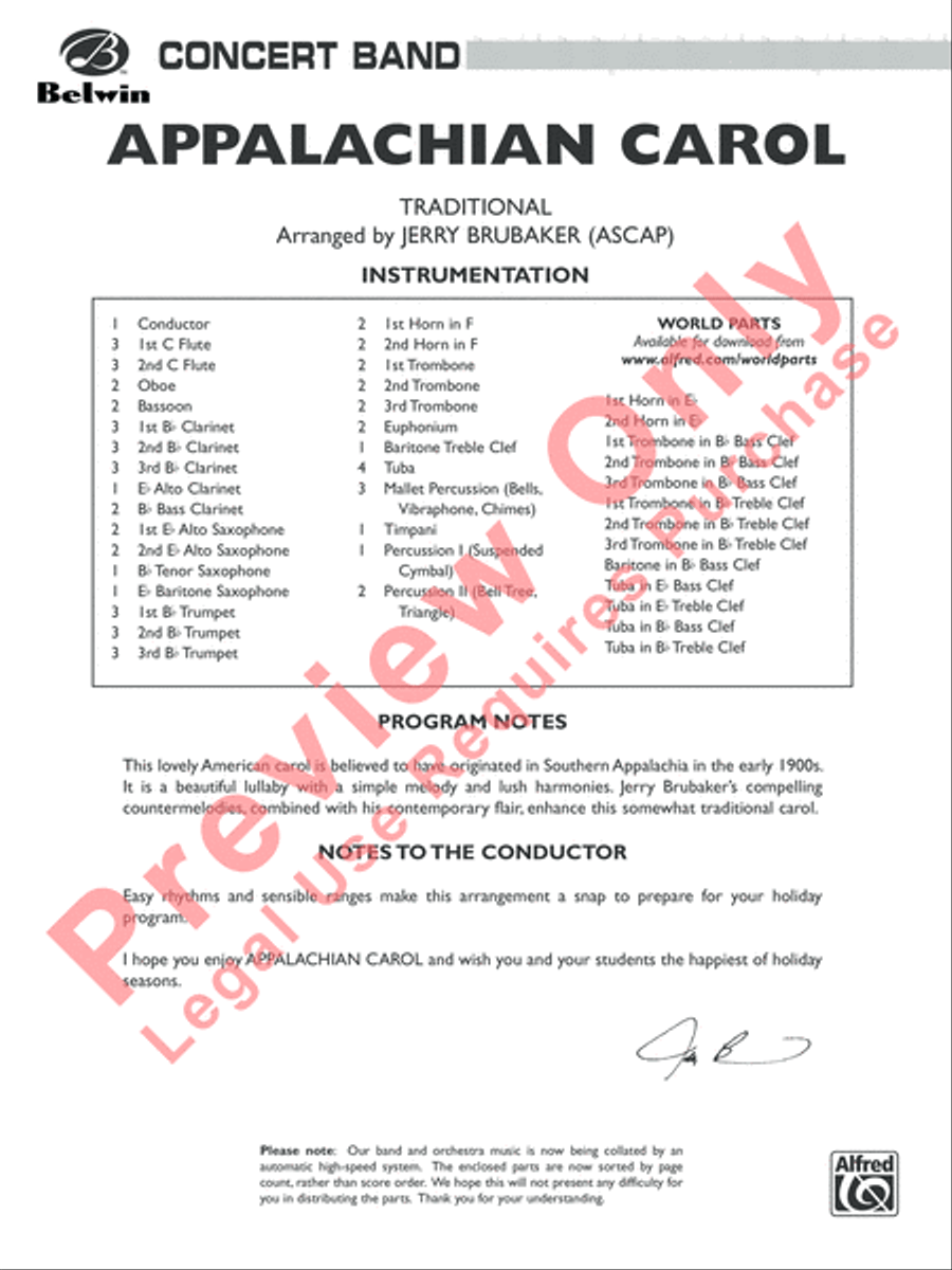 Appalachian Carol Concert Band scores gallery preview page 2
