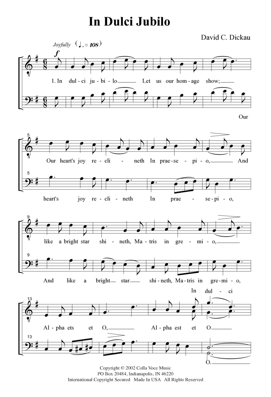 In Dulci Jubilo TTBB scores gallery preview page 1