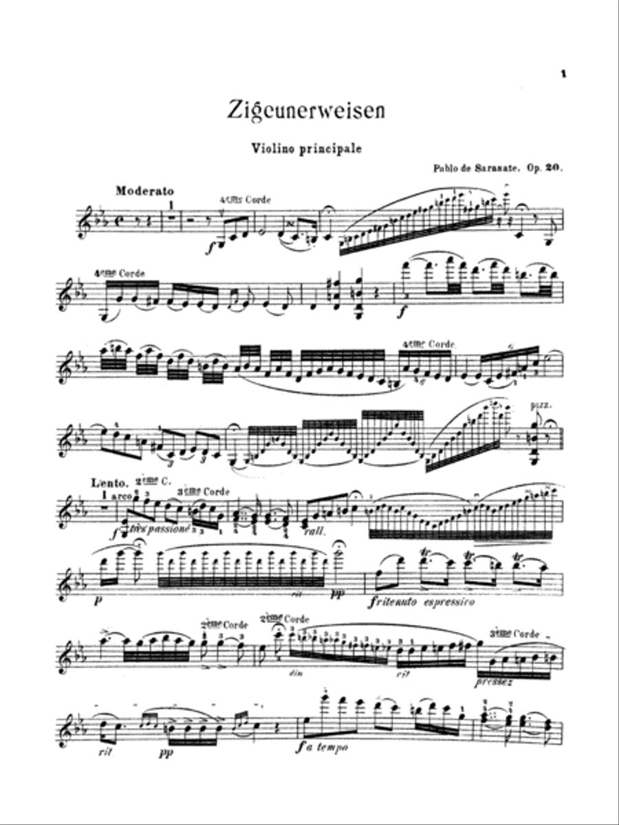 Sarasate: Zigeunerweisen (Gypsy Melodies), Op. 20 Violin scores gallery preview page 1
