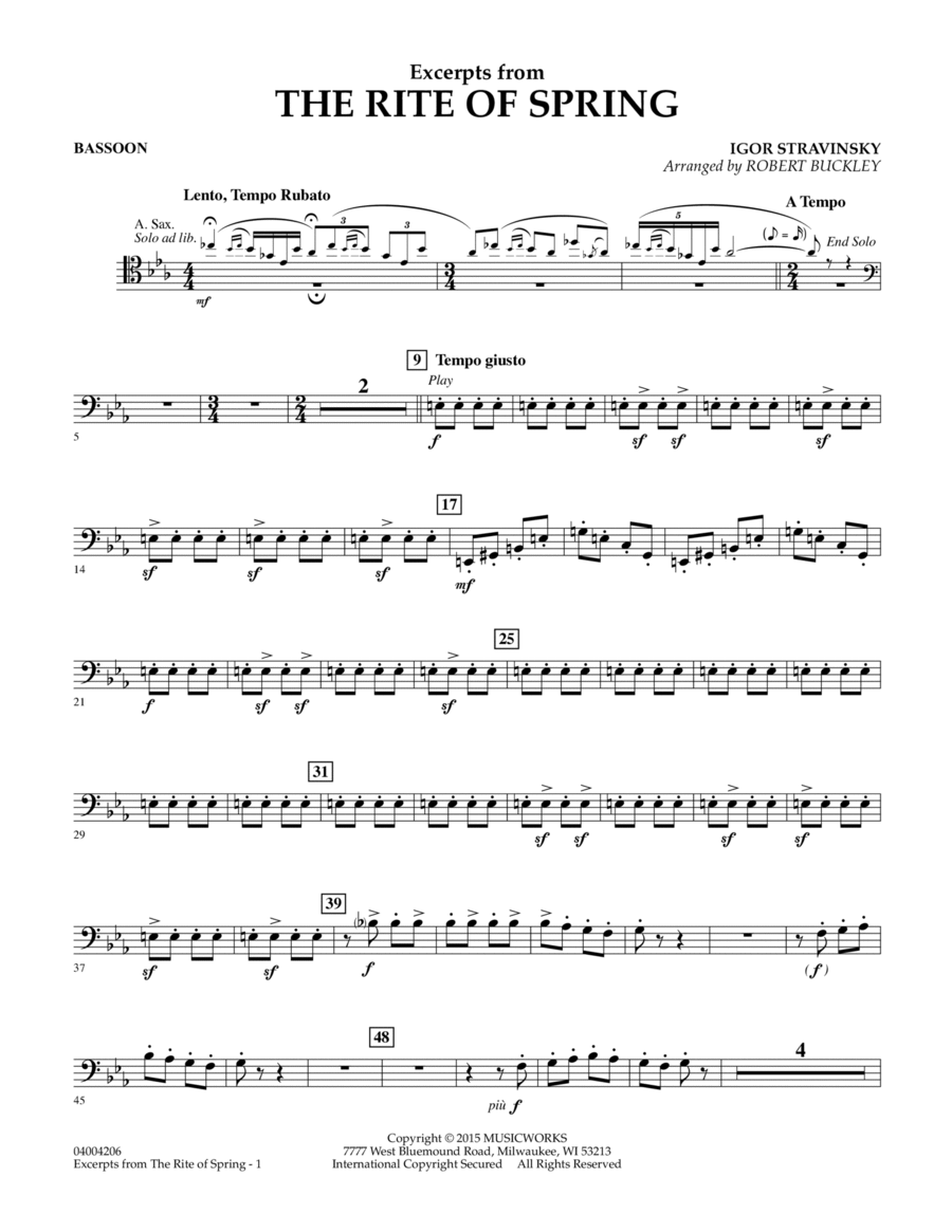 Bassoon rite of spring hotsell