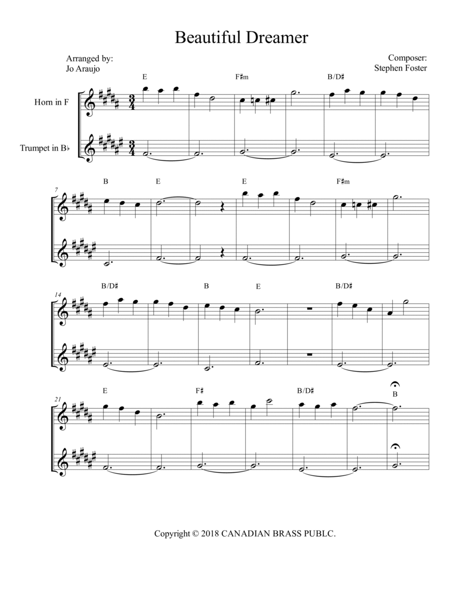 BEAUTIFUL DREAMER BEAUTIFUL DREAMER Brass Duet scores gallery preview page 1