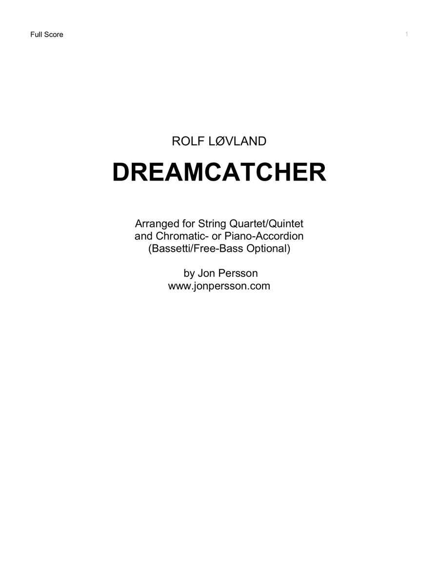 Dreamcatcher Dreamcatcher Accordion scores gallery preview page 1