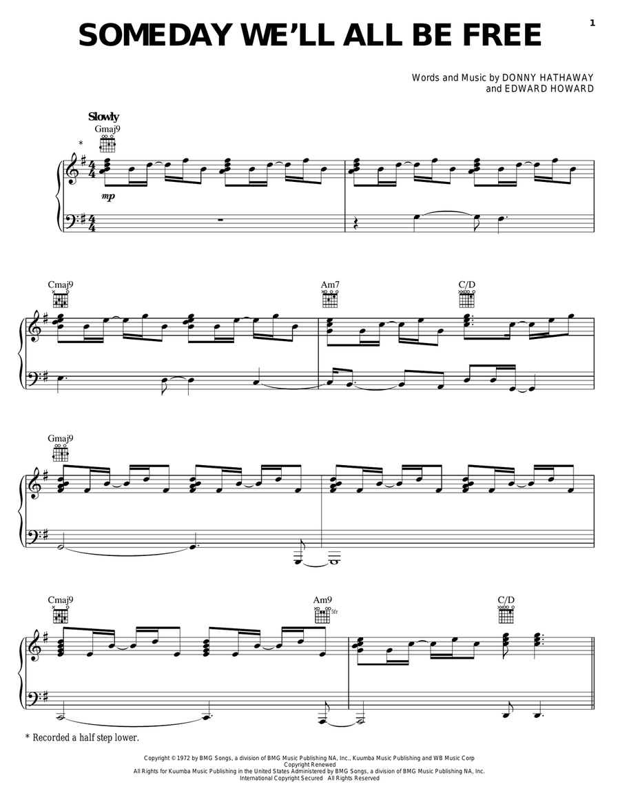 Someday We'll All Be Free Piano, Vocal, Guitar scores gallery preview page 1