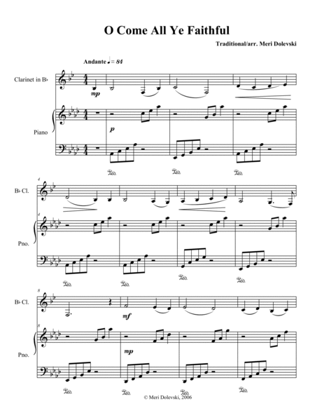 O Come All Ye Faithful: clarinet/piano