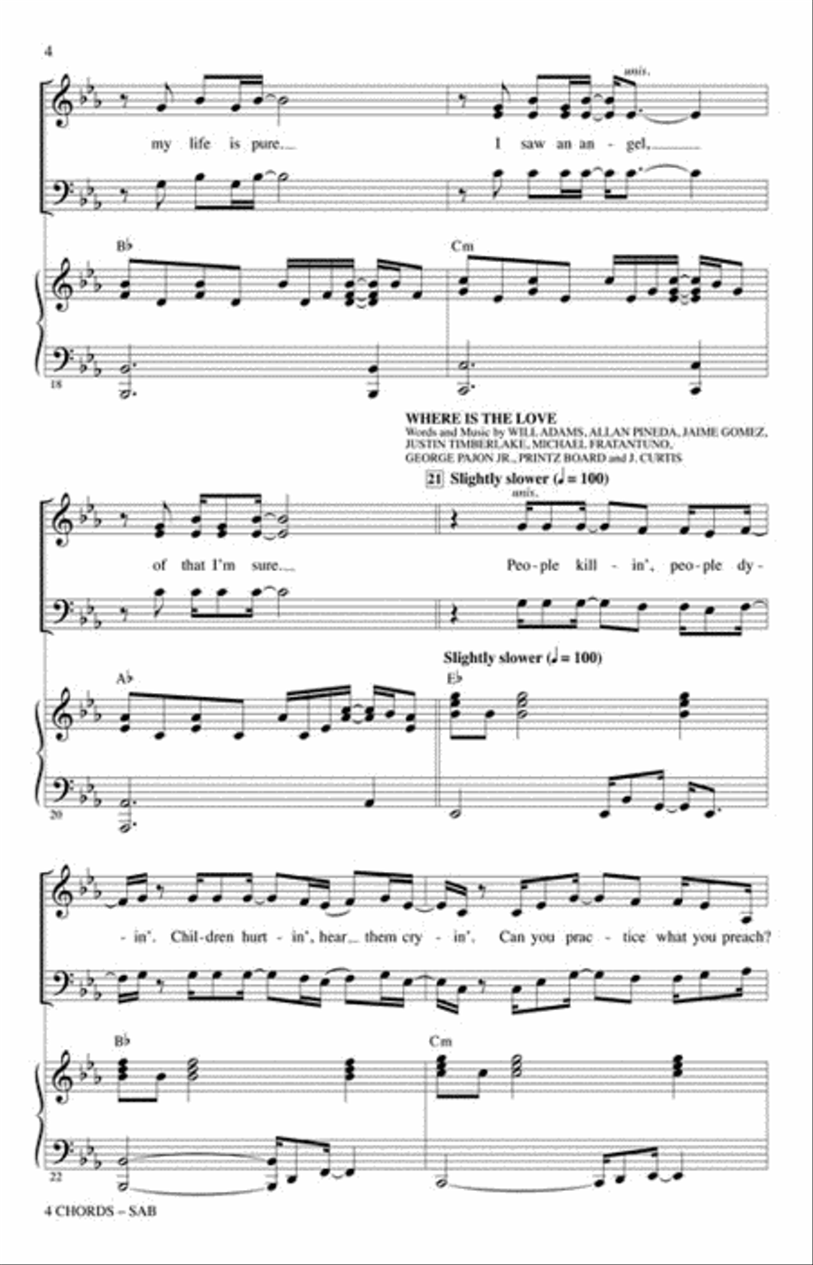 4 Chords (A Choral Medley) 3-Part scores gallery preview page 4