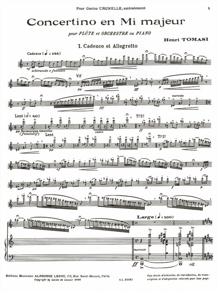Concertino In E Major (flute & Piano)