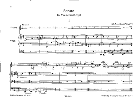 Sonata for Violin and Organ Werk 75