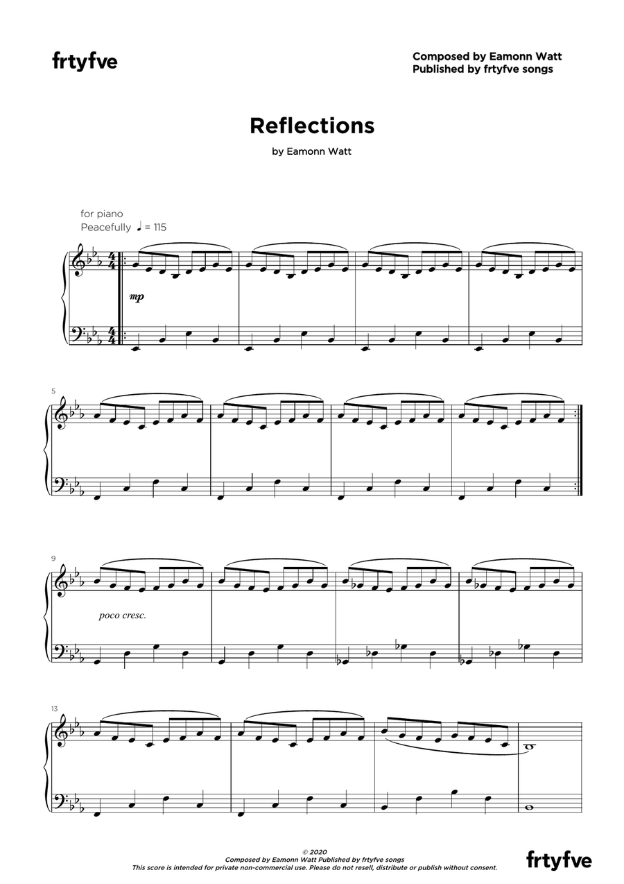 Reflections Piano Solo scores gallery preview page 1