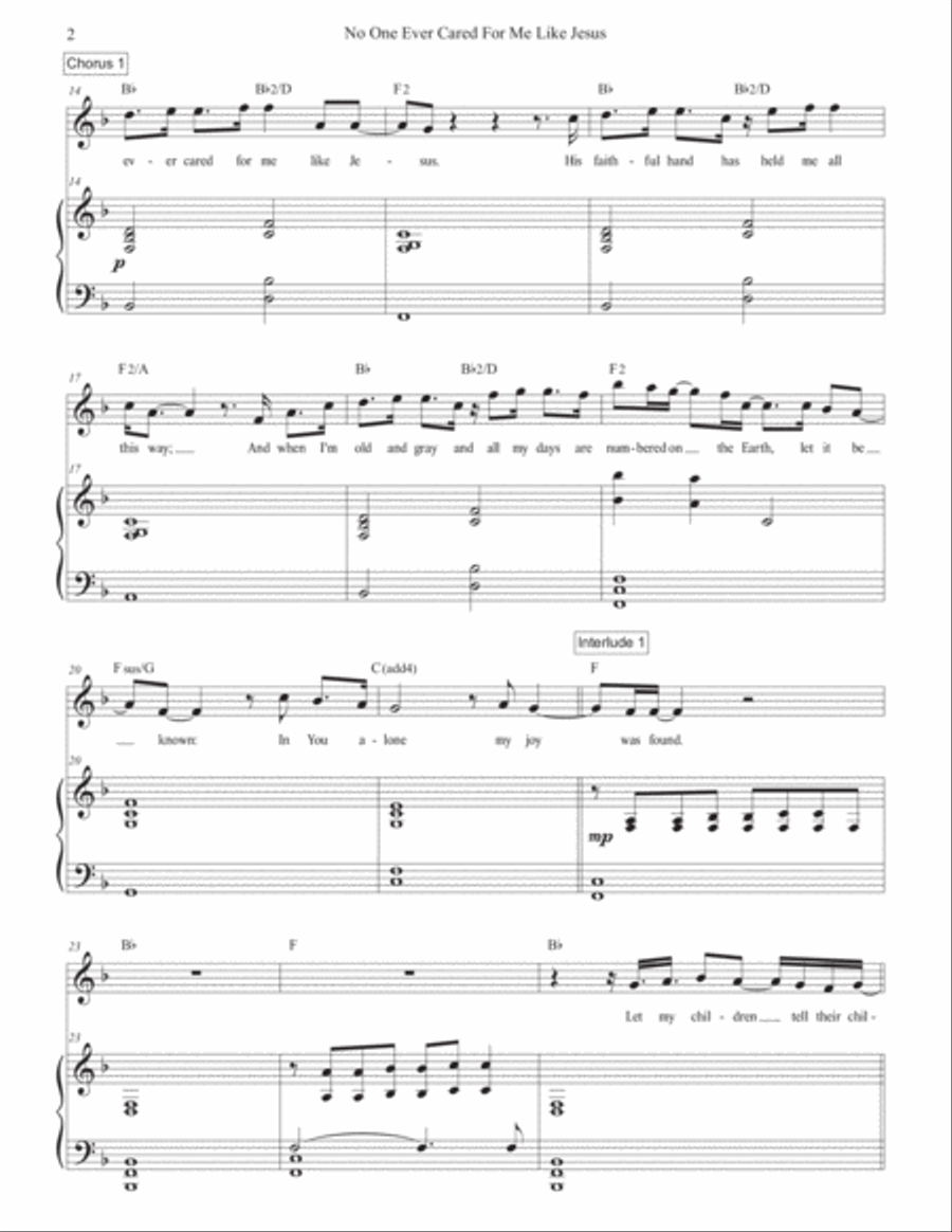 No One Ever Cared For Me Like Jesus Voice scores gallery preview page 2