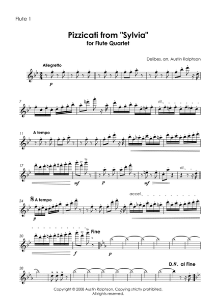 Pizzicati from ’Sylvia’ - flute quartet image number null