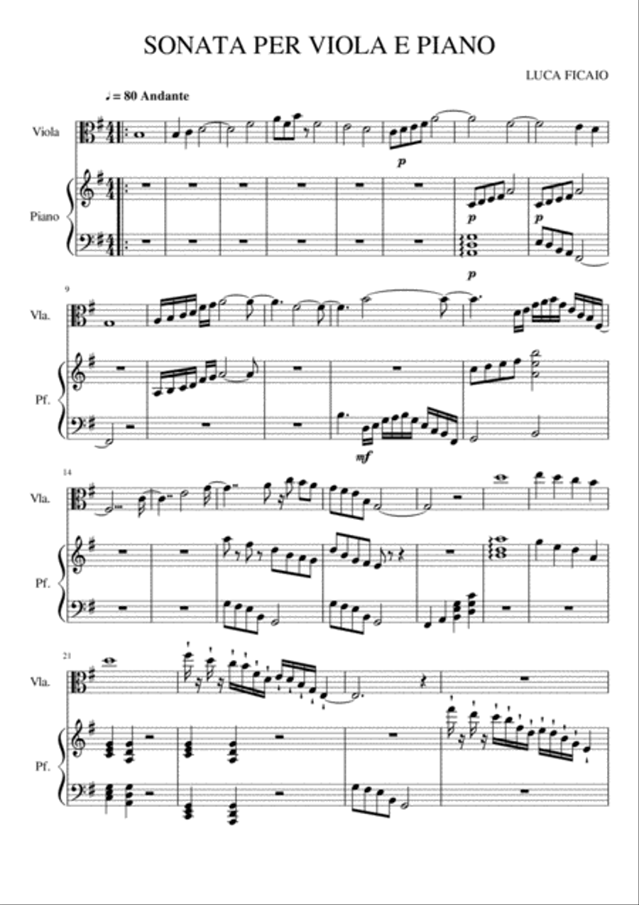 Capriccio per viola solo Viola Solo scores gallery preview page 1