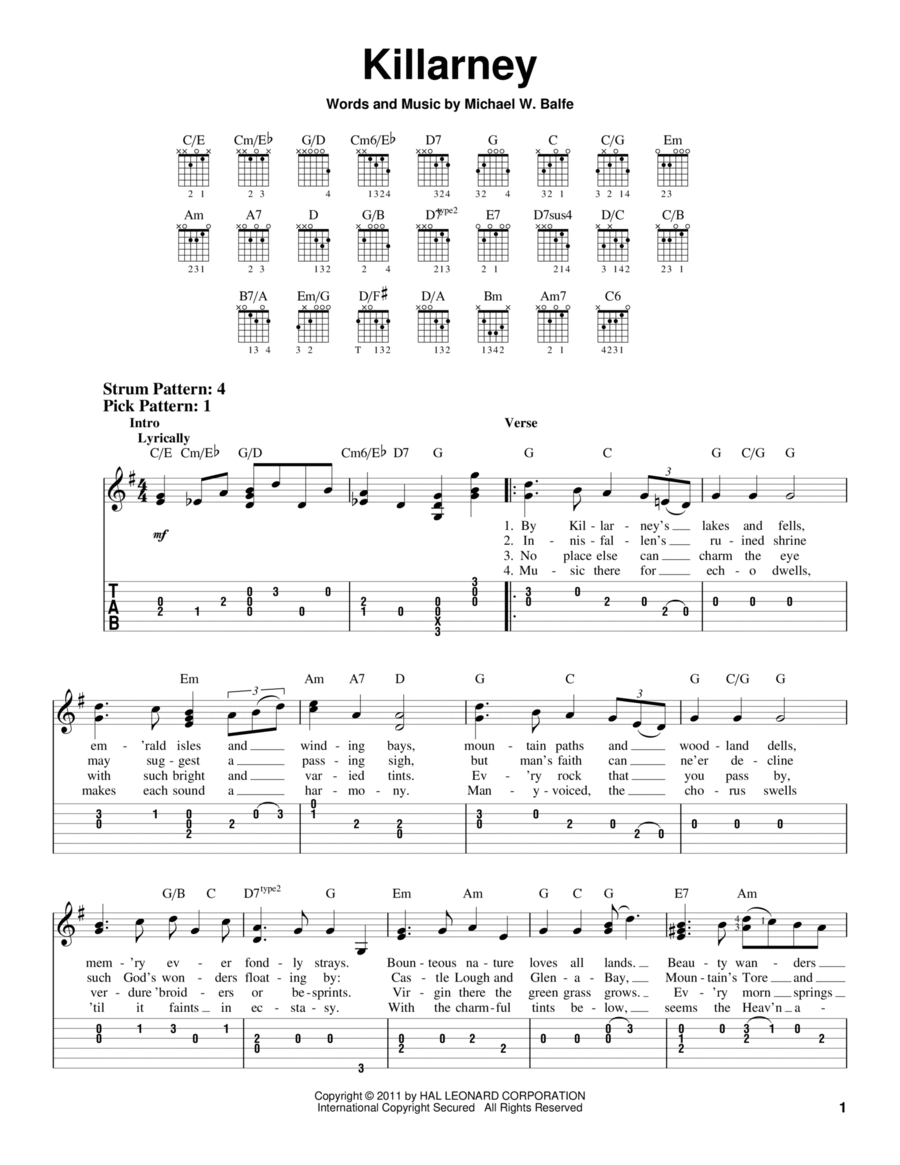 Killarney Acoustic Guitar scores gallery preview page 1