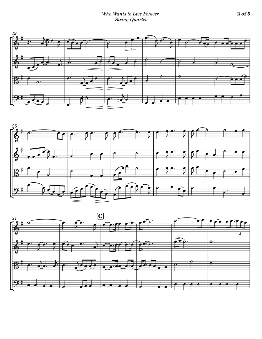 Who Wants To Live Forever String Quartet scores gallery preview page 2
