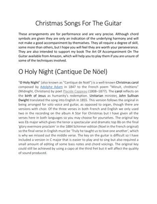 Book cover for O Holy Night, carol, voice & guitar