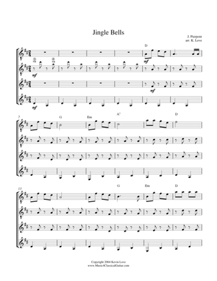 Jingle Bells (Guitar Quartet) - Score and Parts