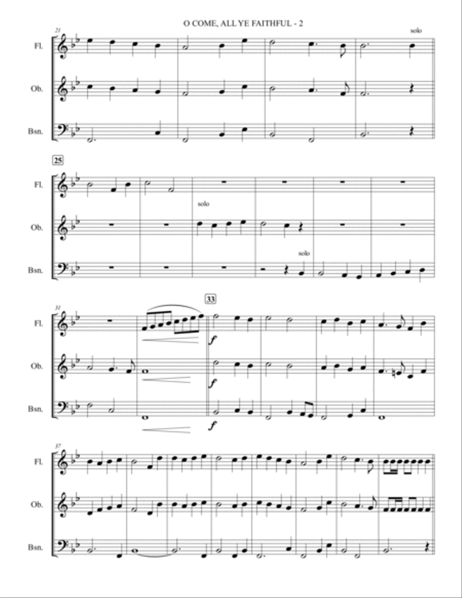 O Come, All Ye Faithful - Woodwind Trio Woodwind Trio scores gallery preview page 3