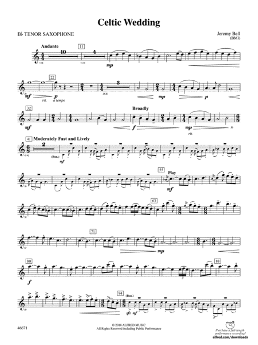 Celtic Wedding: B-flat Tenor Saxophone Concert Band scores gallery preview page 1