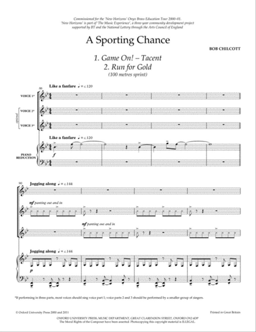A Sporting Chance A Sporting Chance Unison Choir scores gallery preview page 2