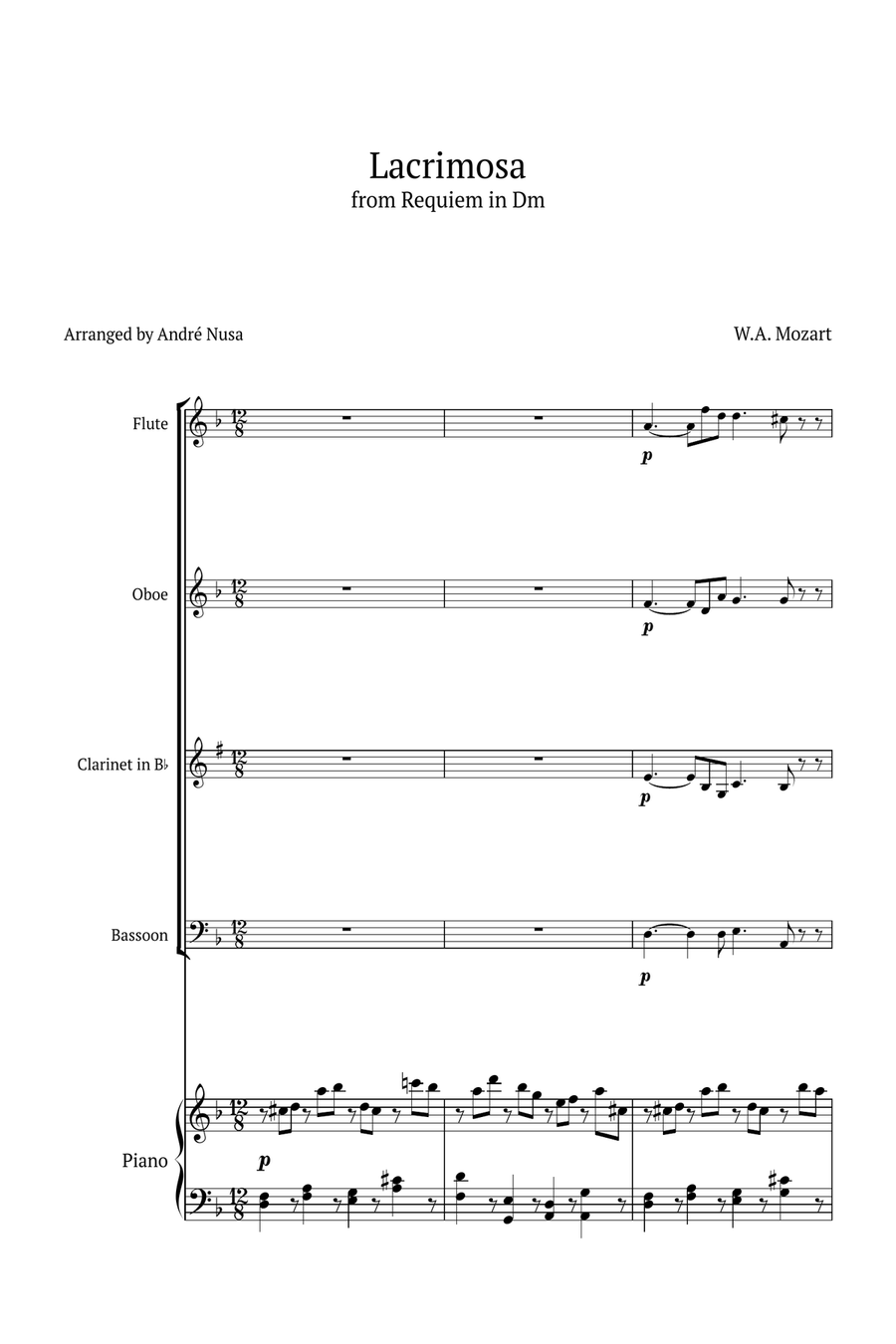 Lacrimosa Small Ensemble scores gallery preview page 1