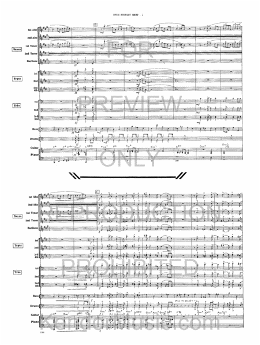 Basie-Straight Ahead (Educational Version - Simplified) Jazz Ensemble scores gallery preview page 3
