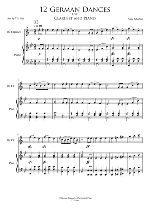 Schubert 12 German Dances for Clarinet and Piano, D 420