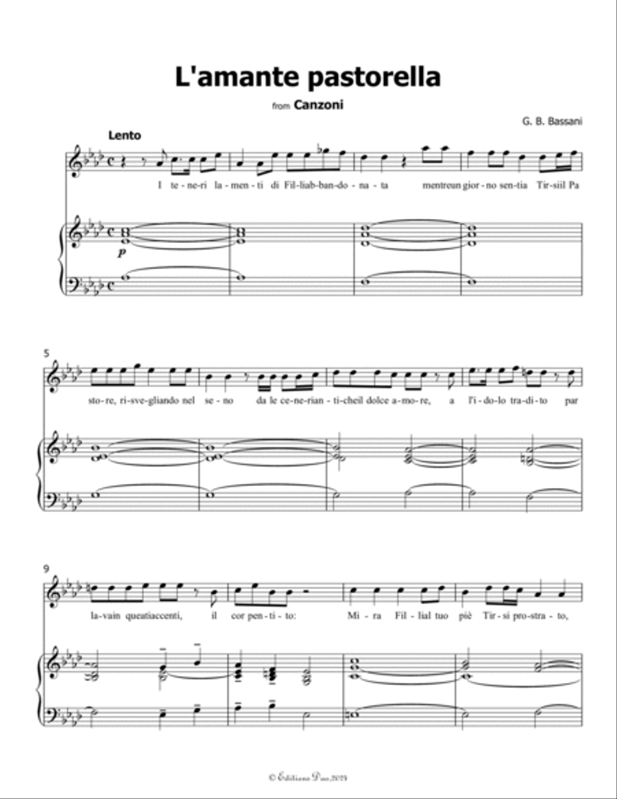 L'amante pastorella, by Bassani, in A flat Major Voice scores gallery preview page 3