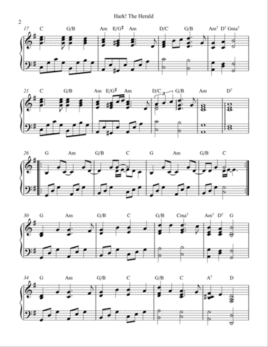 Hark the Herald Angels Sing Piano Solo scores gallery preview page 2