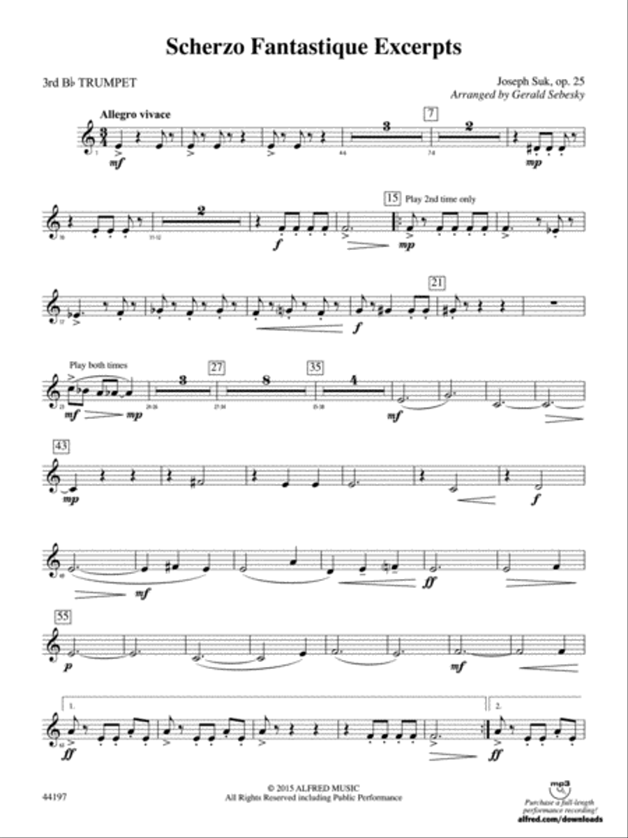 Scherzo Fantastique Excerpts: 3rd B-flat Trumpet Concert Band scores gallery preview page 1
