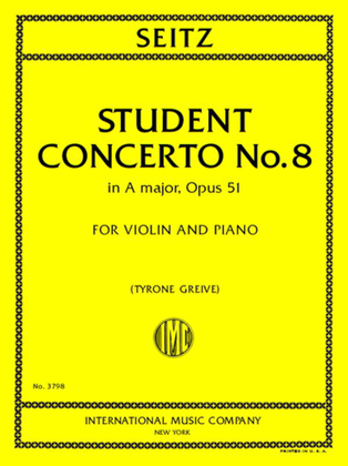 Book cover for Student Concerto No.8, In A Major, Op. 51