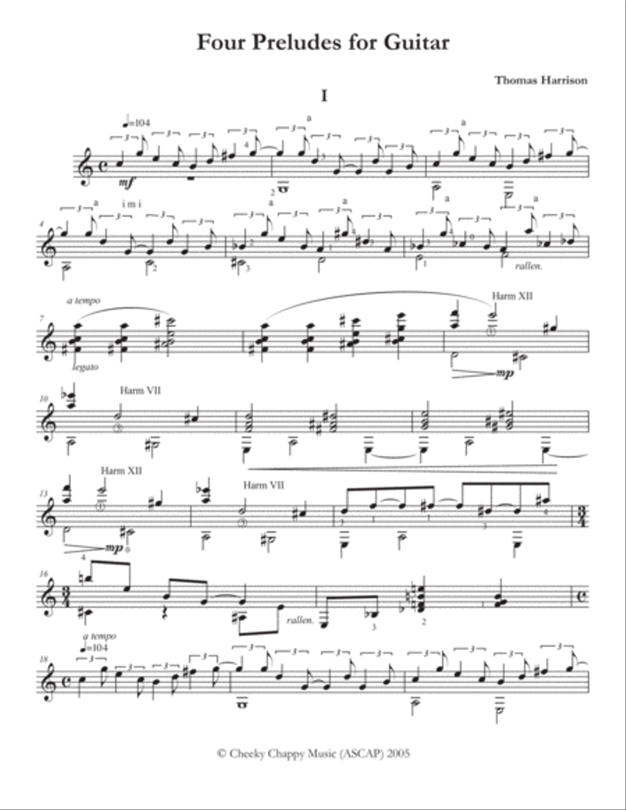 Four Preludes Classical Guitar scores gallery preview page 2