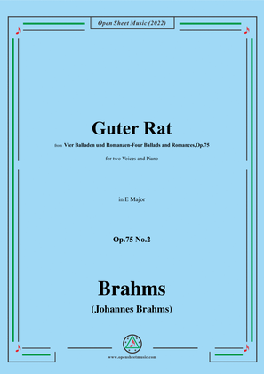 Book cover for Brahms-Guter Rat-Good Advice,Op.75 No.2,in E Major
