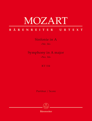 Book cover for Symphony, No. 14 A major, KV 114
