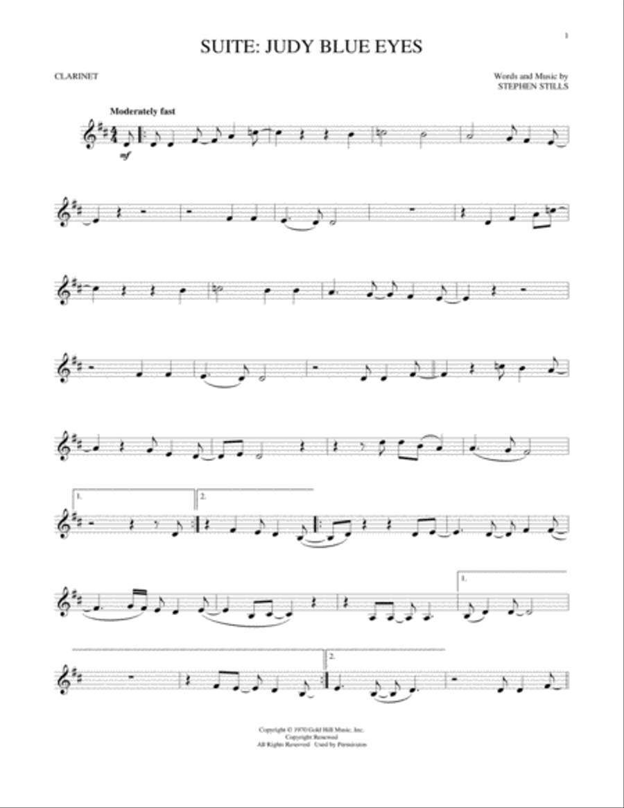 Suite: Judy Blue Eyes Suite: Judy Blue Eyes Clarinet Solo scores gallery preview page 1