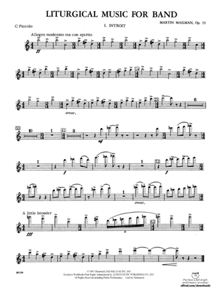 Liturgical Music for Band, Op. 33: Piccolo