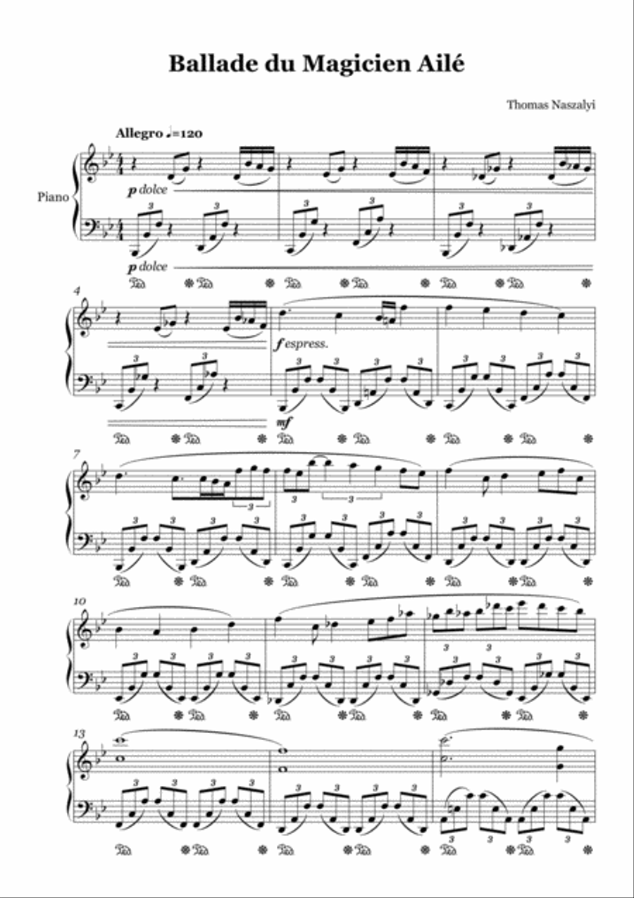 Ballade du Magicien Ailé Piano Solo scores gallery preview page 1